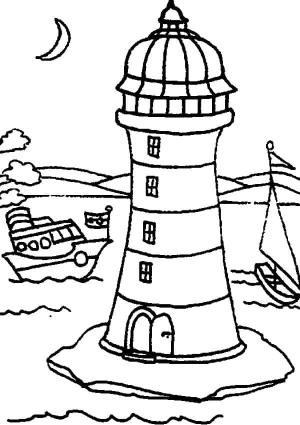 Deniz Feneri boyama sayfası,  coloring page, Gece deniz feneri, 