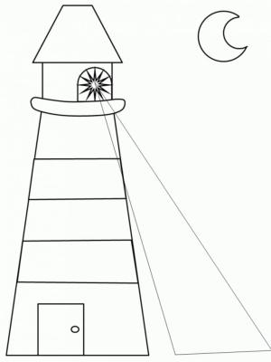 Deniz Feneri boyama sayfası,  coloring page, Deniz feneri ve ay, 