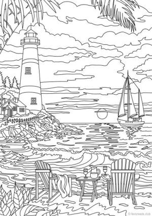 Deniz Feneri boyama sayfası,  coloring page, Deniz Feneri Sahnesi, 