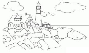 Deniz Feneri boyama sayfası,  coloring page, Deniz Feneri Manzarası, 