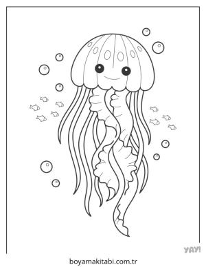 Deniz Hayvanları boyama sayfası – çocuklar için, çizgi film temalı