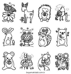 Deniz Hayvanları boyama sayfası – çizgi film temalı, basit çizim