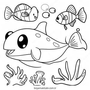 Deniz Hayvanları boyama sayfası – okul öncesi, evde etkinlik