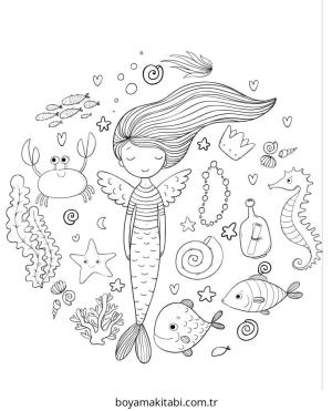 Deniz Hayvanları boyama sayfası – kolay boyama, eğitici aktivite