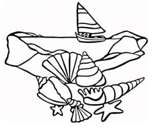 Deniz Kabuğu boyama sayfası,  coloring page, Tekne ve Deniz Kabukları, 