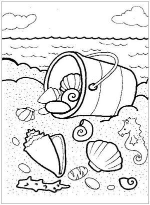 Deniz Kabuğu boyama sayfası,  coloring page, Sahilde Deniz Kabuğu, 