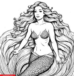 Deniz Kızı boyama sayfası, Mermaid coloring page, , 