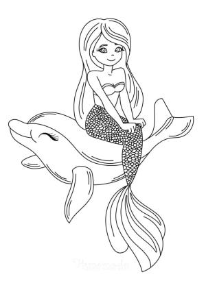 Deniz Kızı boyama sayfası, Mermaid coloring page, Denizkızı ve Yunus ücretsiz, 