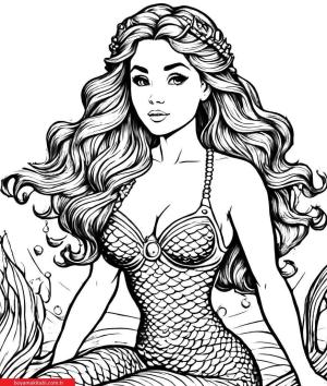 Deniz Kızı boyama sayfası, Mermaid coloring page, , 