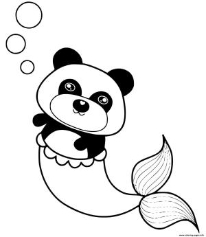 Deniz Kızı boyama sayfası, Mermaid coloring page, Panda Deniz Kızı, 