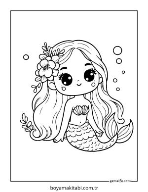 Deniz Kızı boyama sayfası – yaratıcılık, eğlenceli etkinlik