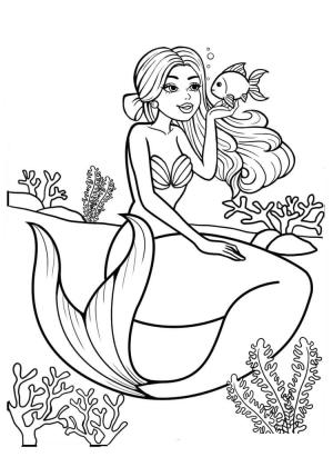 Deniz Kızı boyama sayfası, Mermaid coloring page, Deniz Kızı, Oturma, 