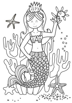 Deniz Kızı boyama sayfası, Mermaid coloring page, Denizkızı Kraliçesi, 