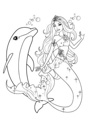 Deniz Kızı boyama sayfası, Mermaid coloring page, Deniz Kızı Ve Yunus, 