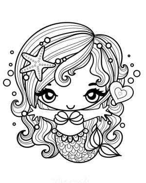 Deniz Kızı boyama sayfası, Mermaid coloring page, Kawaii Denizkızı, 