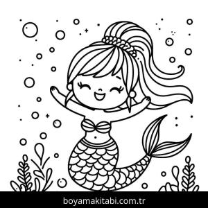 Deniz Kızı boyama sayfası – boyama çalışması, yaratıcılığı geliştirir