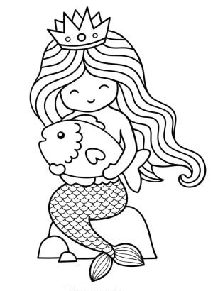 Deniz Kızı boyama sayfası, Mermaid coloring page, Balıklı Deniz Kızı, 