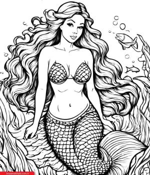 Deniz Kızı boyama sayfası, Mermaid coloring page, , 