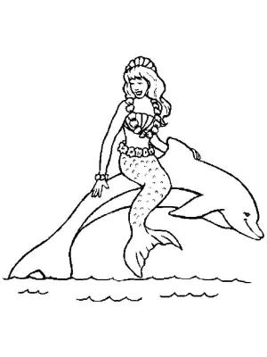 Deniz Kızı boyama sayfası, Mermaid coloring page, Denizkızı ve Yunus kolay, 