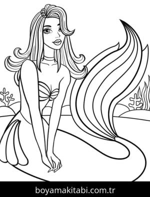 Deniz Kızı boyama sayfası – çocuklar için, çizgi film temalı