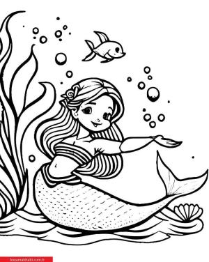 Deniz Kızı boyama sayfası, Mermaid coloring page, , 