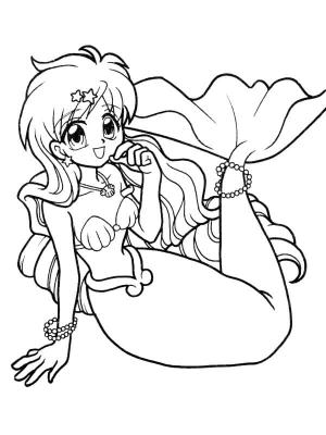 Deniz Kızı boyama sayfası, Mermaid coloring page, Gülümseyen Denizkızı, 