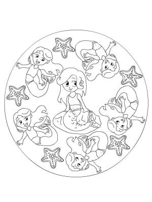 Deniz Kızı boyama sayfası, Mermaid coloring page, Denizkızı Mandala, 