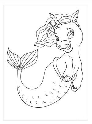 Deniz Kızı boyama sayfası, Mermaid coloring page, Tek Boynuzlu At Deniz Kızı, 