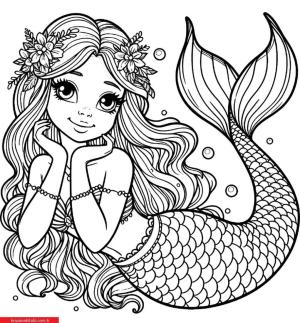 Deniz Kızı boyama sayfası, Mermaid coloring page, , 