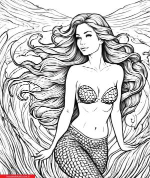 Deniz Kızı boyama sayfası, Mermaid coloring page, , 