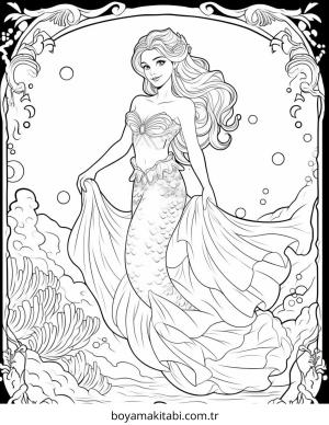 Deniz Kızı boyama sayfası – boyama çalışması, yaratıcılığı geliştirir