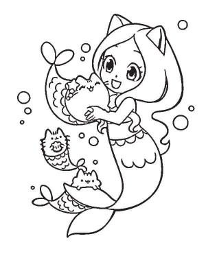 Deniz Kızı boyama sayfası, Mermaid coloring page, Kedi Deniz Kızı Ve Kedi Balığı, 