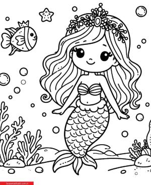 Deniz Kızı boyama sayfası, Mermaid coloring page, , 