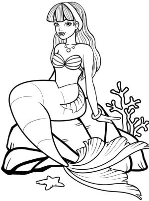 Deniz Kızı boyama sayfası, Mermaid coloring page, Sevimli denizkızı, 