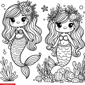 Deniz Kızı boyama sayfası, Mermaid coloring page, , 