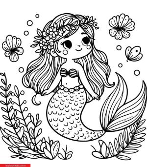 Deniz Kızı boyama sayfası, Mermaid coloring page, , 