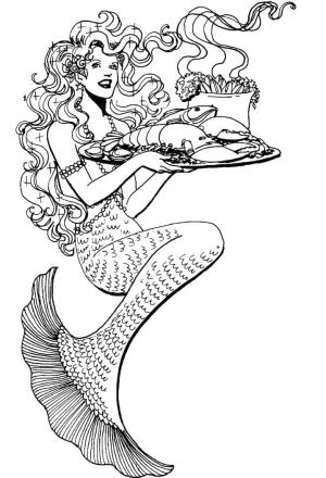 Deniz Kızı boyama sayfası, Mermaid coloring page, Havalı Denizkızı, 