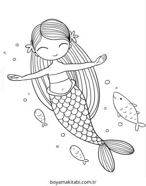 Deniz Kızı boyama sayfası – yaratıcılık, eğlenceli etkinlik