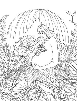 Deniz Kızı boyama sayfası, Mermaid coloring page, Anne Deniz Kızı, 