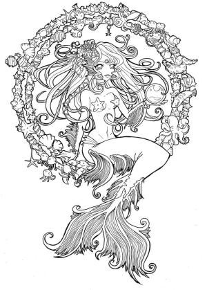 Deniz Kızı boyama sayfası, Mermaid coloring page, Muhteşem Denizkızı sanatı, 