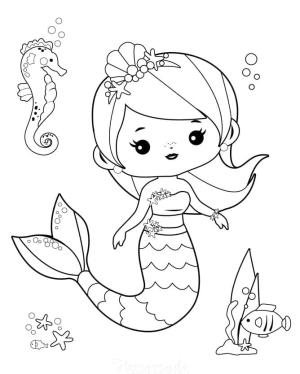 Deniz Kızı boyama sayfası, Mermaid coloring page, Denizkızı ve Denizatı, 