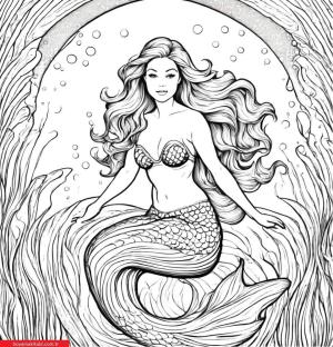 Deniz Kızı boyama sayfası, Mermaid coloring page, , 