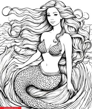 Deniz Kızı boyama sayfası, Mermaid coloring page, , 