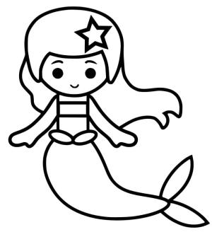 Deniz Kızı boyama sayfası, Mermaid coloring page, Kolay Denizkızı, 