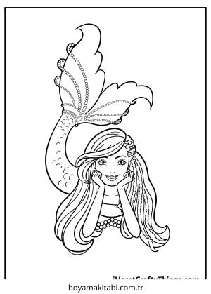 Deniz Kızı boyama sayfası – PDF indir, sevimli karakter