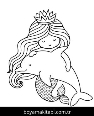 Deniz Kızı boyama sayfası – PDF indir, sevimli karakter