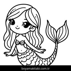 Deniz Kızı boyama sayfası – kolay boyama, eğitici aktivite