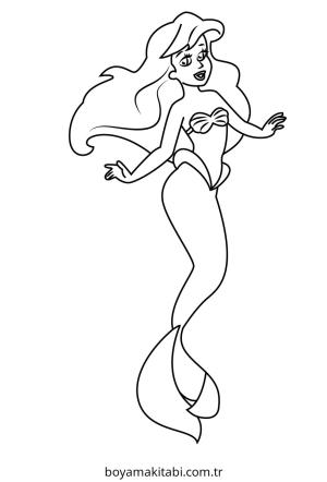 Deniz Kızı boyama sayfası – renkli çizimler, okul öncesi
