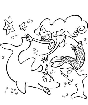 Deniz Kızı boyama sayfası, Mermaid coloring page, Komik Denizkızı, 