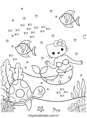 Deniz Kızı boyama sayfası – sanatsal çalışma, çocuklar için
